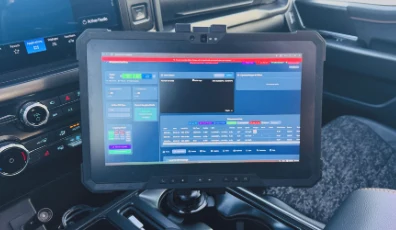 MeasurePRO on the rugged Windows tablet mounted in the vehicle
